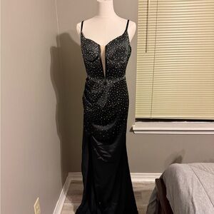 Sophisticated Black Beaded Prom Dress